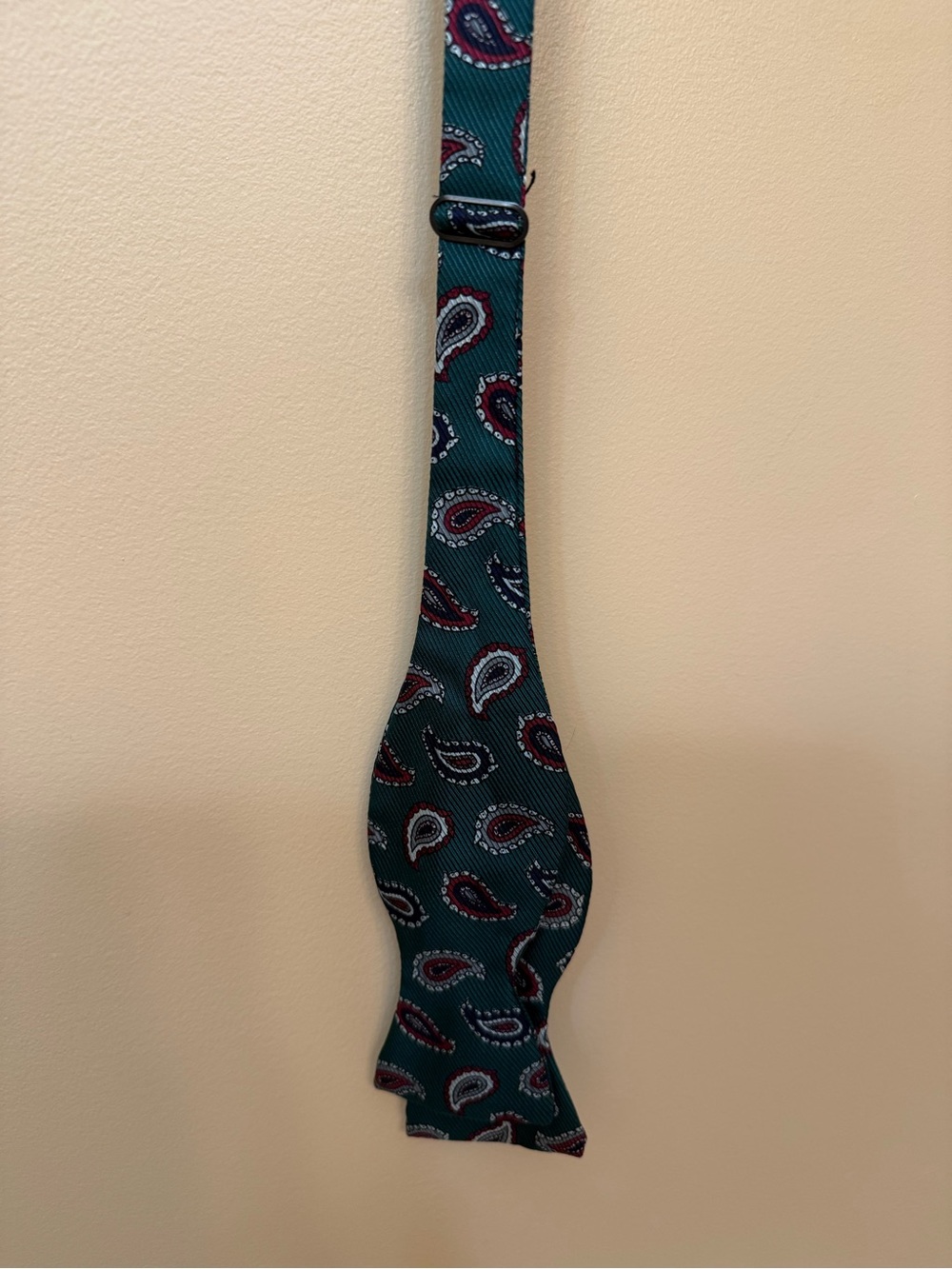 Robert Talbott Teal Paisley Silk Bow Tie with Red and White Accents